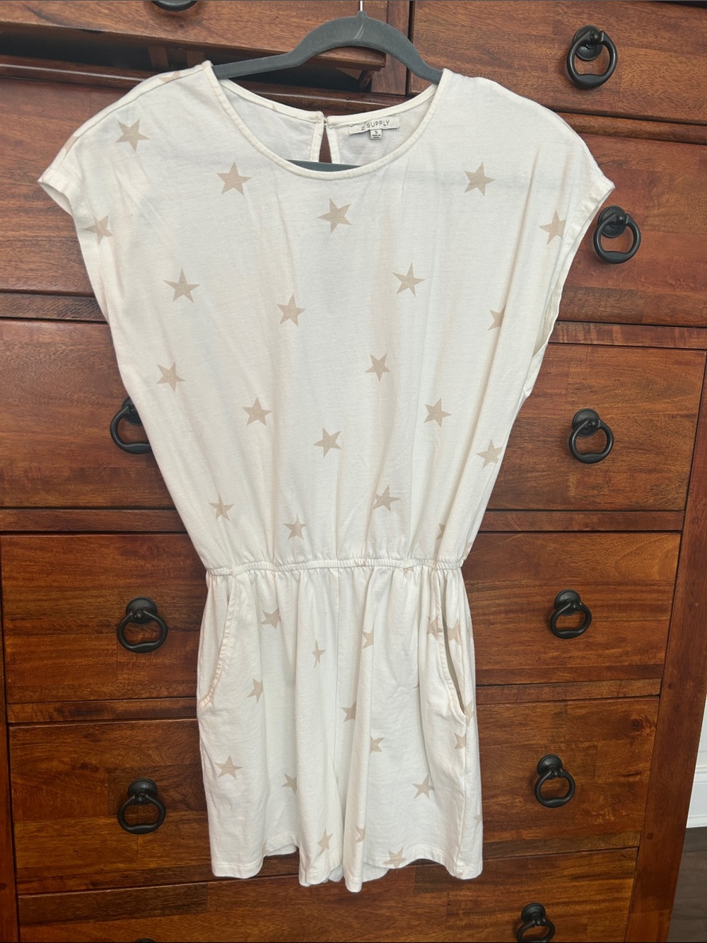 Z Supply Romper with Beige Star Print